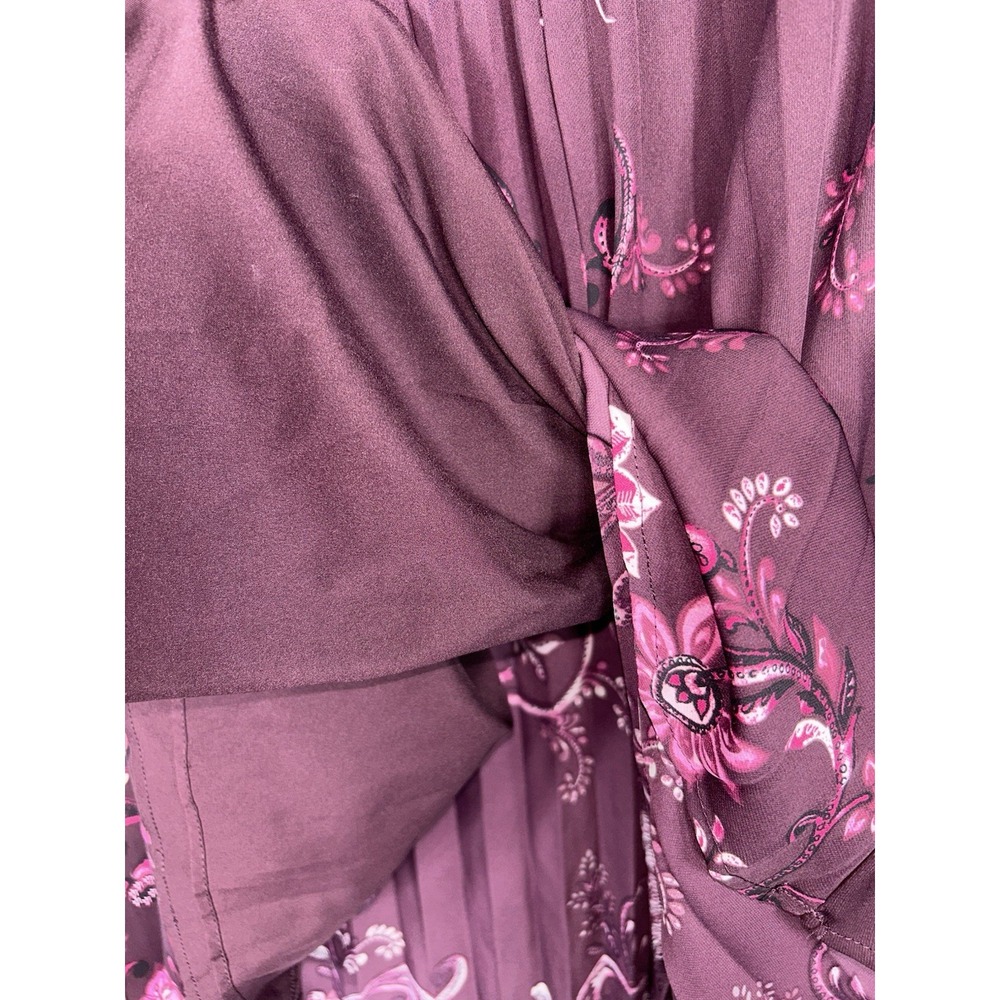 Chico's Plum Paisley Chiffon Floral Pleated Fashion Maxi‎ Skirt Chicos 00 XS - Picture 4 of 11